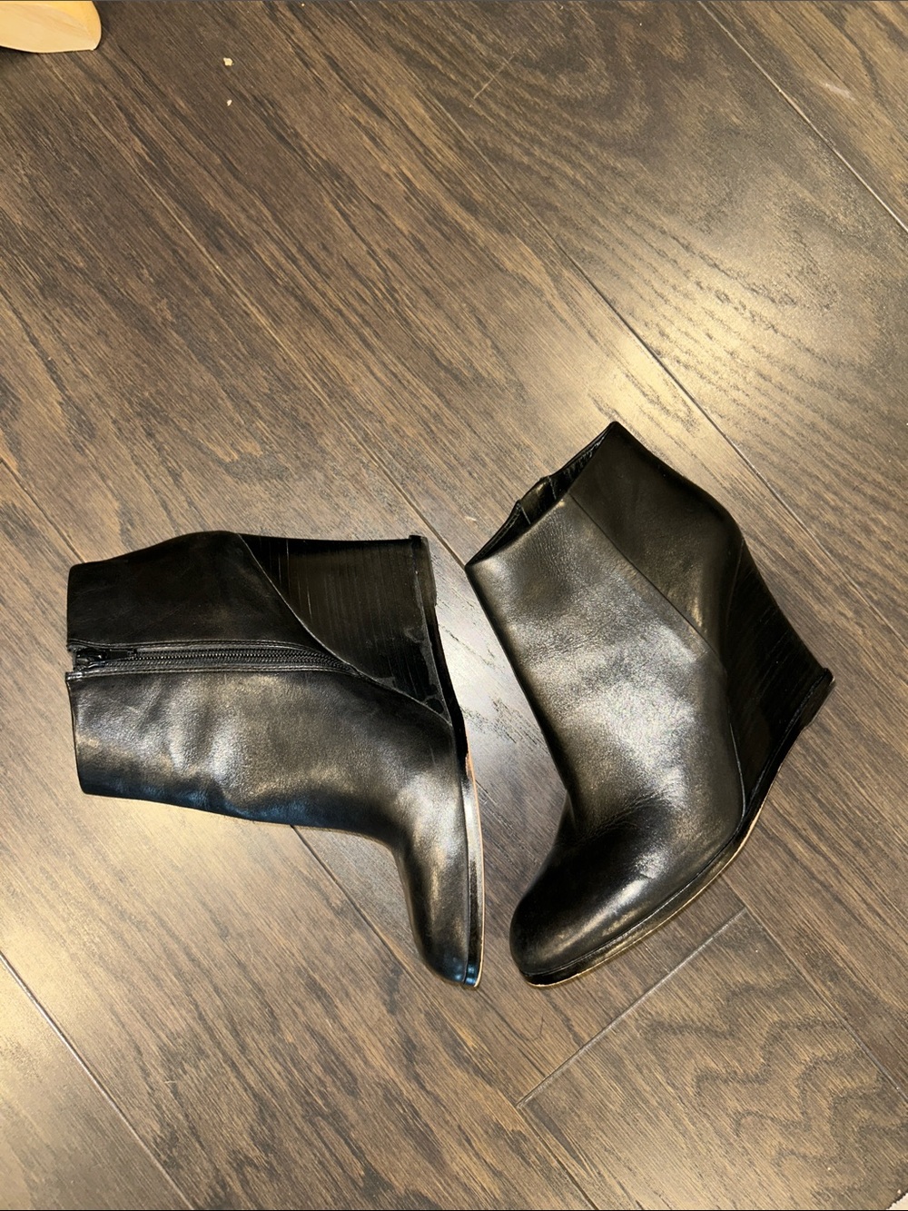 Vince Camuto Black Leather Wedge Ankle Boots